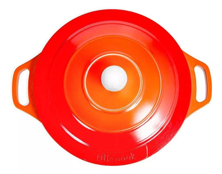 Imagem de Caçarola Le Cook Premier Laranja e 24cm 4,5L C/ Pegadores Silicone