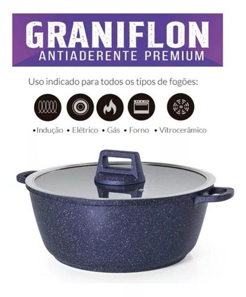 Imagem de Caçarola Panela 32cm Antiaderent Azul Graniflon Moda Do Chef