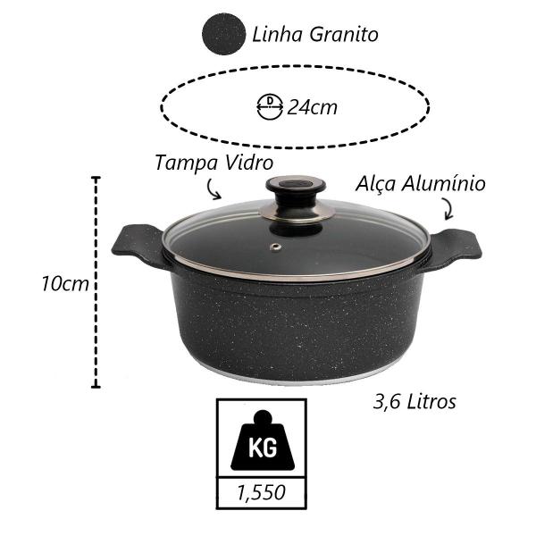 Caçarola Panela Granito Antiaderente Gourmet Javali AA 24cm Imagem de Caçarola Panela Granito Antiaderente Gourmet Javali AA 24cm
