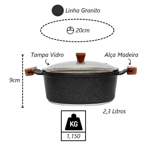 Caçarola Panela Granito Antiaderente Gourmet Javali AM 20cm Imagem de Caçarola Panela Granito Antiaderente Gourmet Javali AM 20cm