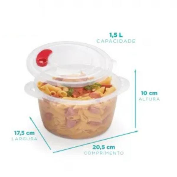 Imagem de Caçarola Para Microondas Freezer Gourmet 1,5 L / 850ml Rosa Nitron 2 PEÇAS