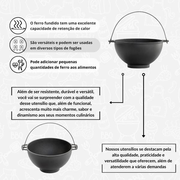 Imagem de Caçarola Polenta Caldos Sopas de Ferro Fundido 5,5l Sem Tampa