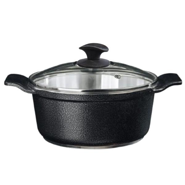 Caçarola Preto Craqueado Alumínio Usinado Javali AA 24cm Imagem de Caçarola Preto Craqueado Alumínio Usinado Javali AA 24cm