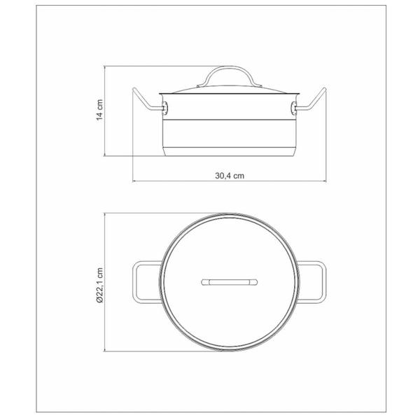 Imagem de Caçarola Professional Rasa 20 cm 2,9 L em Aço Inox Fundo Triplo Detalhe Satinado Tramontina 62623/200