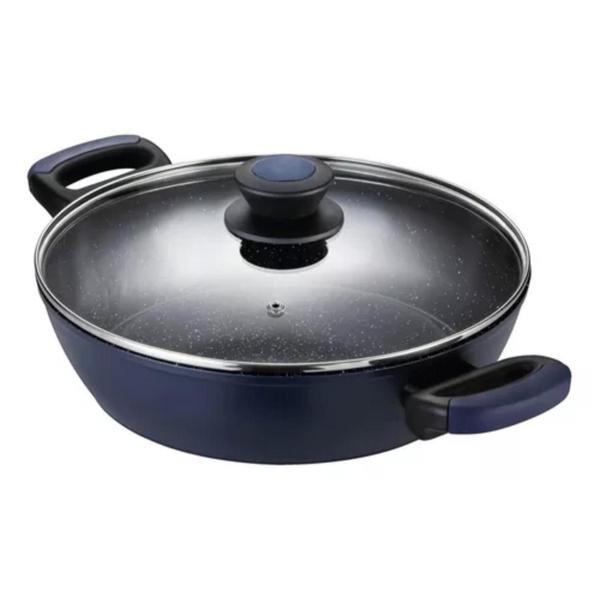 Caçarola Rasa Antiaderente Para Indução 28 Cm Azul Everyday - Oxford Imagem de Caçarola Rasa Antiaderente Para Indução 28 Cm Azul Everyday