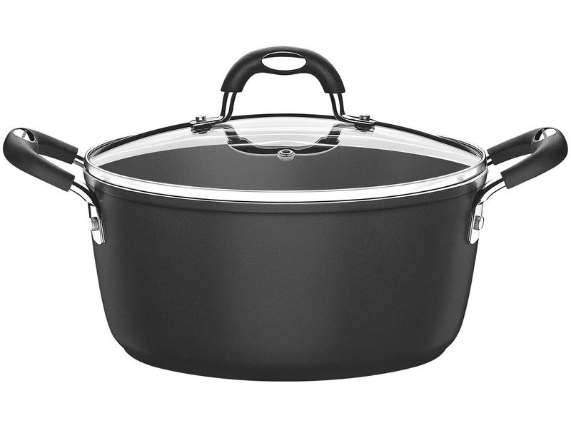 Caçarola Tramontina Antiaderente com Tampa - Preta 4,5L 24cm Mônaco Imagem de Caçarola Tramontina Antiaderente com Tampa