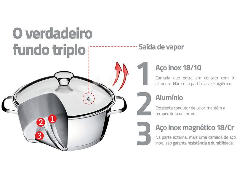 Imagem de Caçarola Tramontina Inox 4,2L 24cm com Tampa