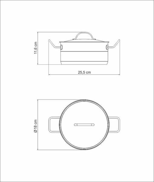 Imagem de Caçarola tramontina professional funda em aço inox fundo triplo com tampa plana detalhe satinado 16 cm 1,8 l