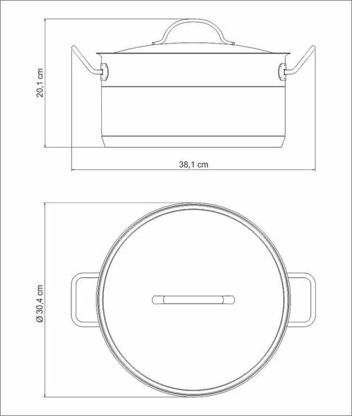 Imagem de Caçarola tramontina professional funda em aço inox fundo triplo com tampa plana detalhe satinado 28 cm 8,4 l