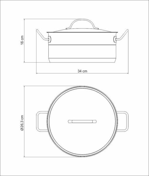 Imagem de Caçarola tramontina professional rasa em aço inox fundo triplo com tampa plana detalhe satinado 24 cm 4,7 l