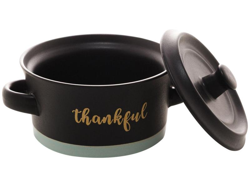 Imagem de Caçarola Wolff de Cerâmica com Tampa Preta - 450ml 16cm Gourmet Thankful