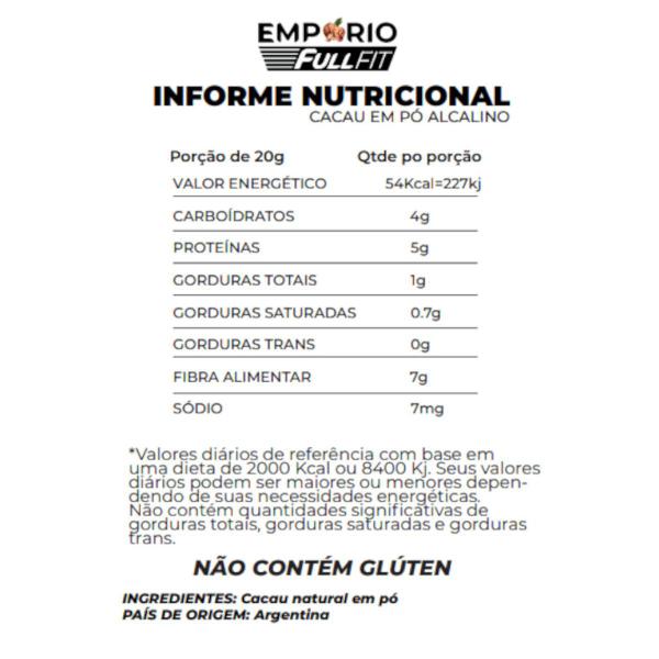 Cacau Em Pó Alcalino 10kg Premium - FullFit Imagem de Cacau Em Pó Alcalino 10kg Premium