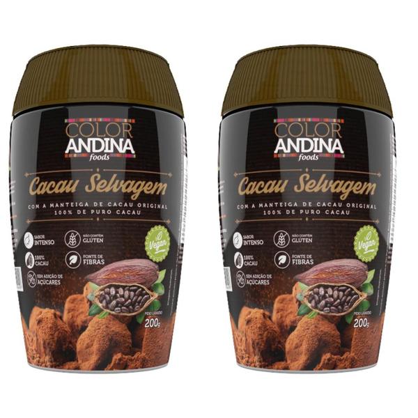 Cacau Selvagem 100% puro Color Andina 200g-2 pacotes Imagem de Cacau Selvagem 100% puro Color Andina 200g-2 pacotes