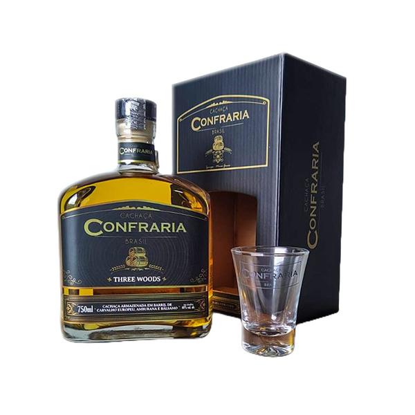 Imagem de Cachaça confraria three woods garrafa especial c/ copo 750ml