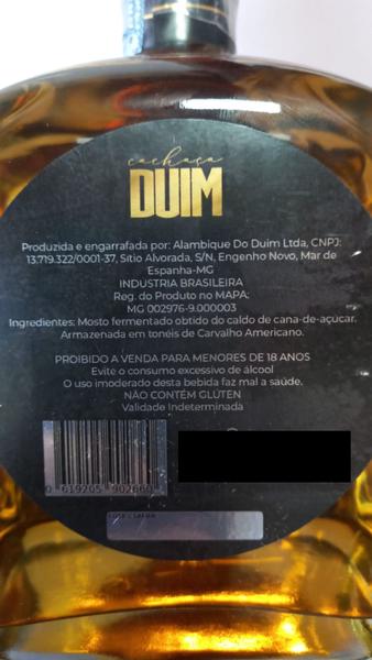 Imagem de Cachaça DUIM Carvalho Americano 750ml 40% Vol. Reserva Especial