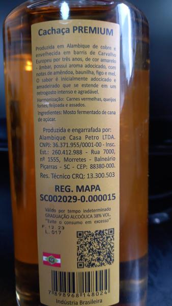 Imagem de Cachaça Petro Carvalho Europeu 700ml 38% Vol. Premium