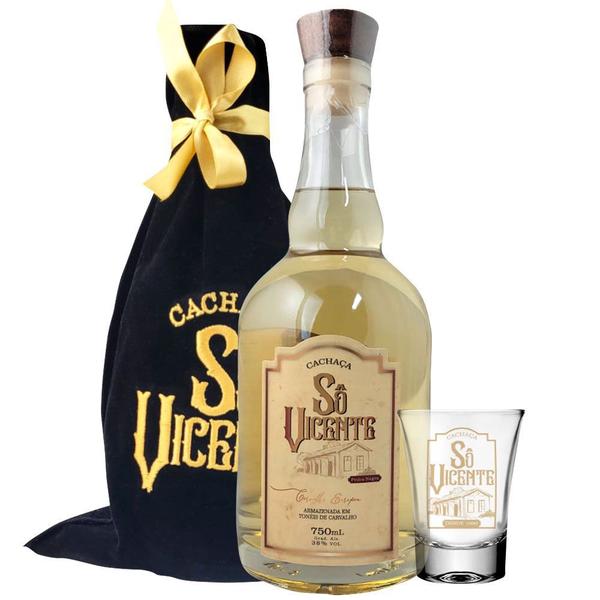 Imagem de Cachaça sô vicente carvalho europeu 750ml c/ copo cônico personalizado 60ml