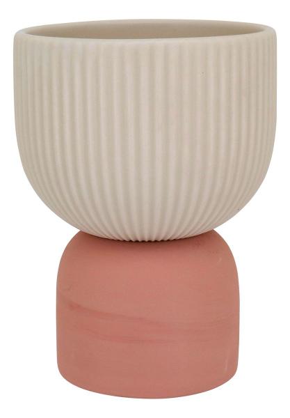 CACHEPÔ CERÂMICA 20x15x15cm CREME VASO DECORATIVO PLANTA - NH Imagem de CACHEPÔ CERÂMICA 20x15x15cm CREME VASO DECORATIVO PLANTA