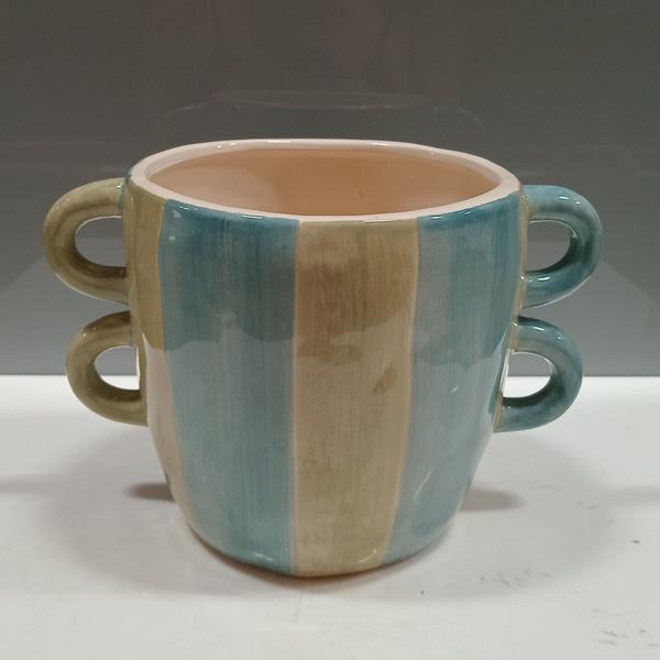 Imagem de CACHEPÔ CERÂMICA VASO DECORATIVO PLANTA 15x22x22cm AZUL