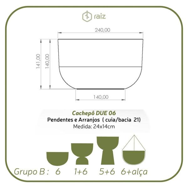 Imagem de Cachepô Coleção Due N6 Pote 21 Vaso Raiz 24x14 Cores Variada Cachepot