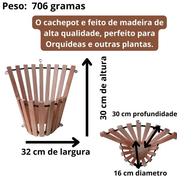 Imagem de Cachepô De Madeira Cônico Tamanho G Para Orquídeas E Plantas