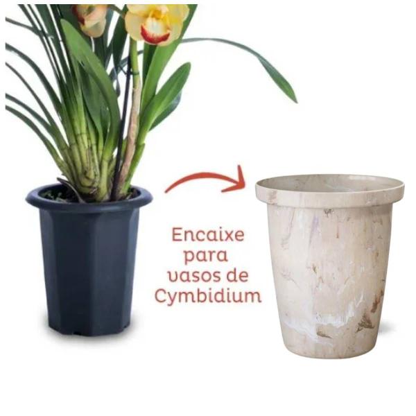 Imagem de Cachepô Elegance Cônico Cymbidium(3,25L)Travertino NUTRIPLAN