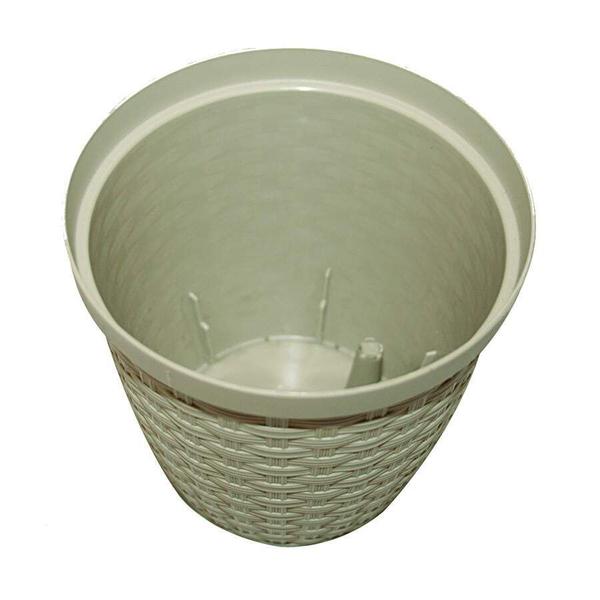 Imagem de Cachepô FG Okla Rattan Cinza Taupe para Jardim - 800ml