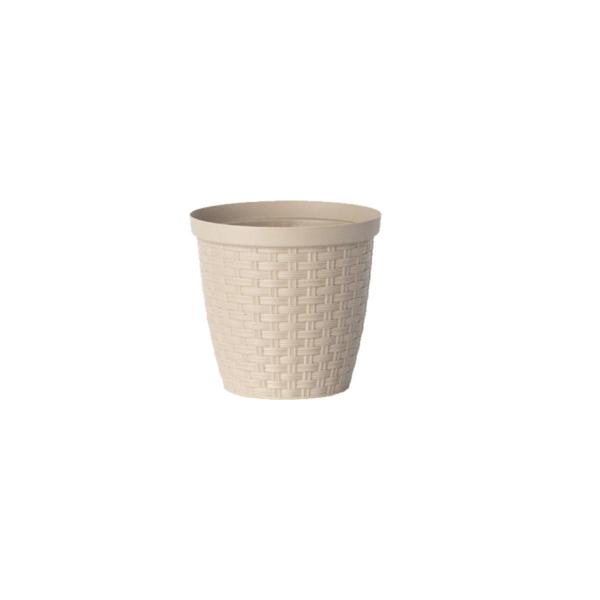 Imagem de Cachepô Plástico Rattan Cinza Taupe 11 X10 Cm 0,6L