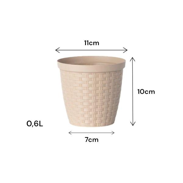 Imagem de Cachepô Plástico Rattan Cinza Taupe 11 X10 CM 0,6L