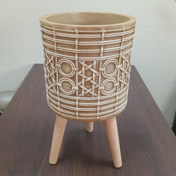 Imagem de CACHEPÔ VASO DECORATIVO ENFEITE PLANTA RESINA 54x30x30cm BEGE