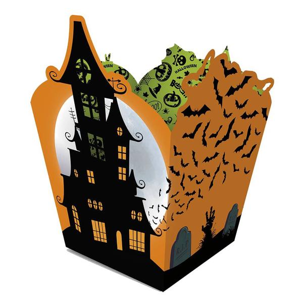 Imagem de Cachepot de Papel Grande Halloween Laranja 13cm 8 Unidades