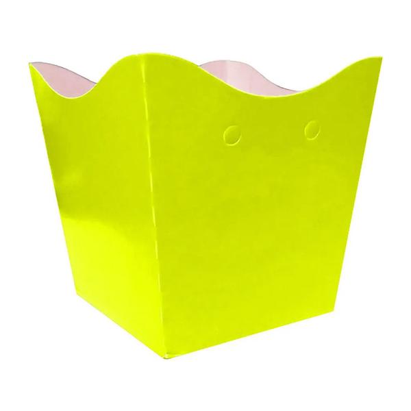 Imagem de Cachepot de Papel Liso Amarelo Neon Pequeno - 10 Unidades