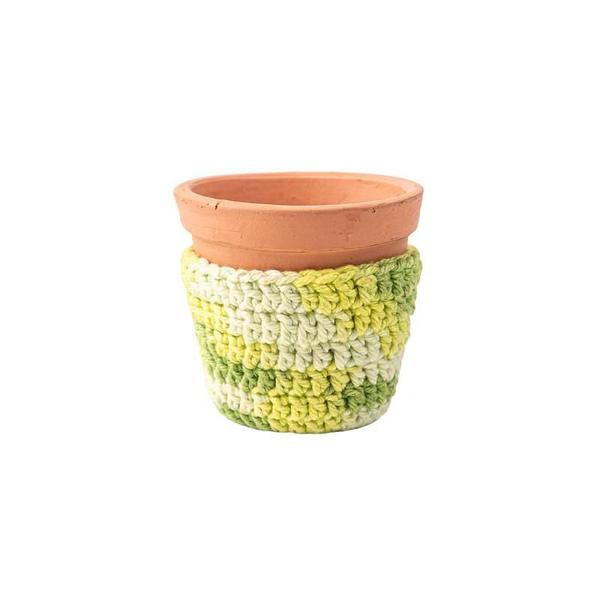 Imagem de Cachepot de Terracota e Crochê Verde P Verbena Decor