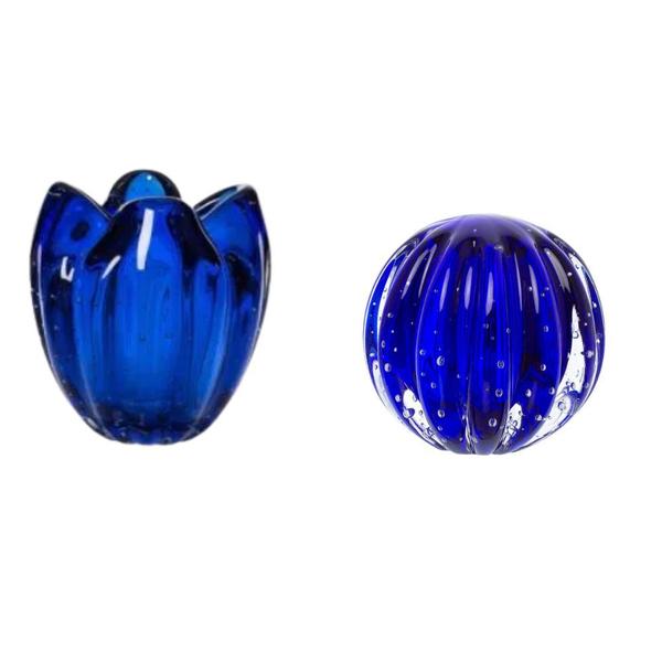 Imagem de Cachepot Decoração Cristal Murano Charming Cor Azul Safira