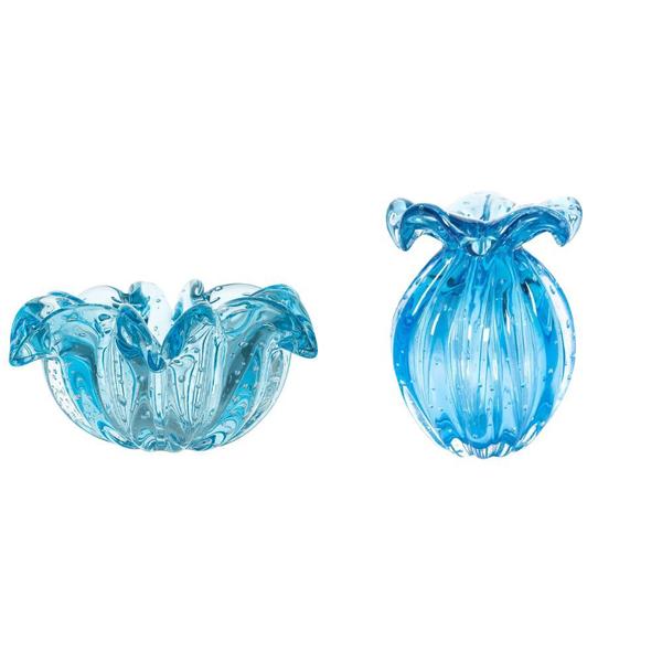 Imagem de Cachepot Decoração Cristal Murano Escarlete Cor Aquamarine