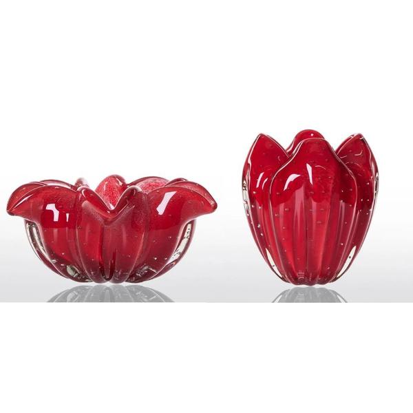 Imagem de Cachepot Decoração Cristal Murano Escarlete Cor Vermelho Intenso