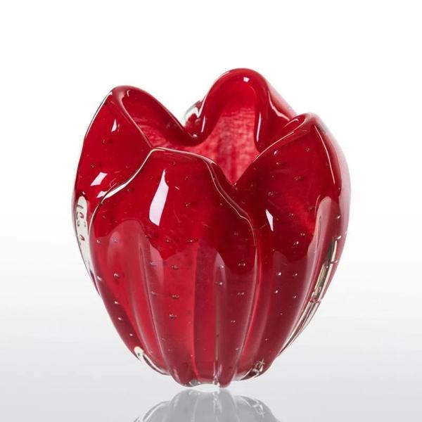 Imagem de Cachepot Decoração Cristal Murano Vermelho Intenso PP