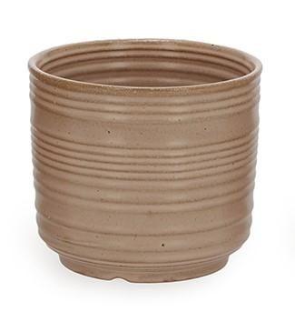 Cachepot em ceramica com listras marrom mart 13cm Imagem de Cachepot em ceramica com listras marrom mart 13cm