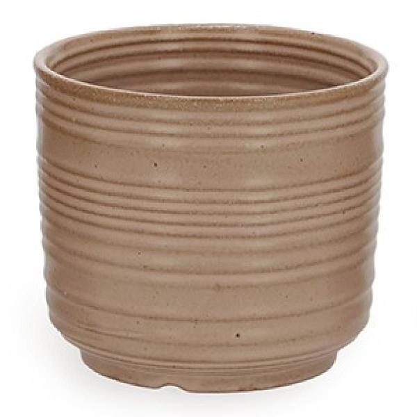 Cachepot em ceramica com listras marrom mart 13cm Imagem de Cachepot em ceramica com listras marrom mart 13cm