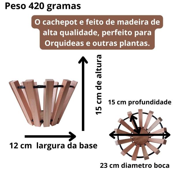 Imagem de Cachepot Madeira Redondo Rustico Para Plantas e Orquideas