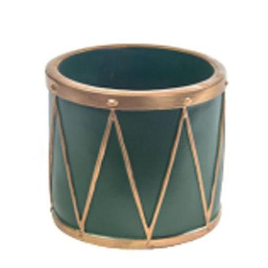 Imagem de Cachepot Tambor Verde Dourado - 1 Un