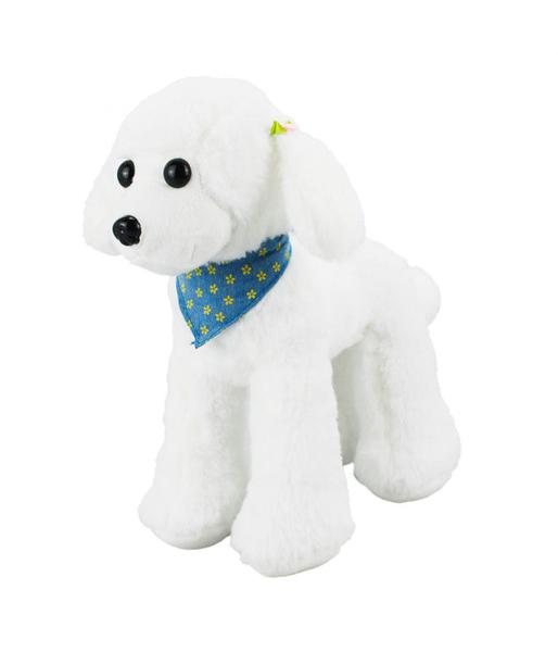 Imagem de Cachorro Branco Poodle Bandana 23cm - Pelúcia