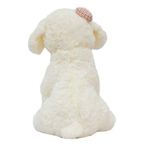 Imagem de Cachorro Branco Sentado Laço 28cm - Pelúcia