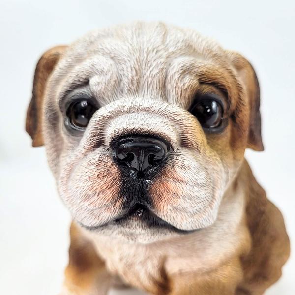 Imagem de Cachorro Bulldog Marrom Decorativo Pet Decor Escultura