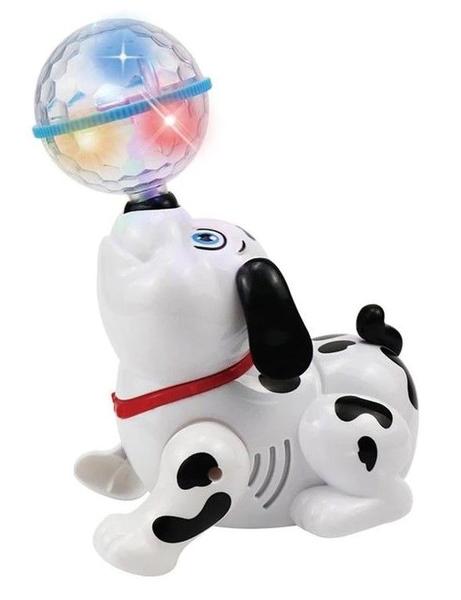 Imagem de Cachorro de Brinquedo Com Bola Giratória 360  Luzes Vibrantes e Som