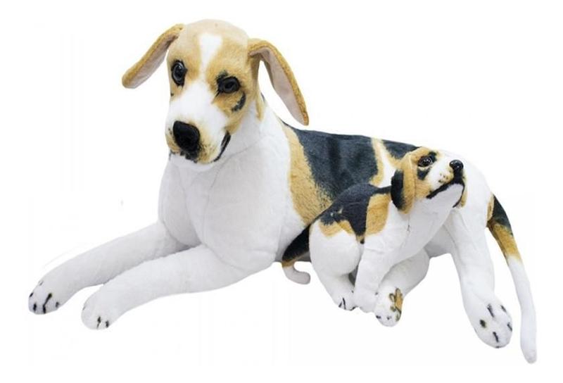 Imagem de Cachorro Mãe E Filhote Realista 73cm  Pelúcia