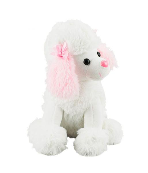 Imagem de Cachorro Poodle Branco Sentado 20cm - Pelúcia