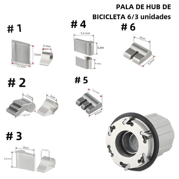 Imagem de Cachos de Cubo de Bicicleta TANKE - Conjunto Universal de 3/6 - Aço Inoxidável com Garra de Molas