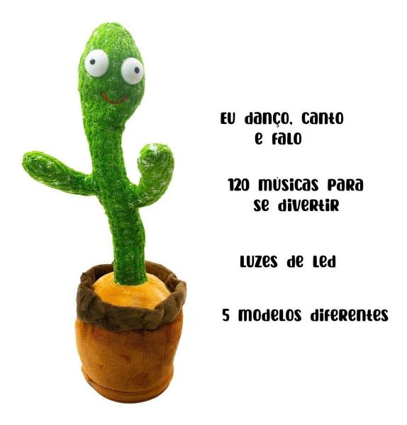 Cacto Dançante E Falante Toca Música Repete A Fala Brinquedo - Jppelucia Imagem de Cacto Dançante E Falante Toca Música Repete A Fala Brinquedo