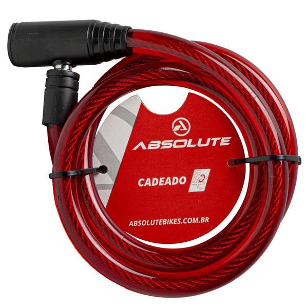 Imagem de Cadeado Absolute 1,0mX12mm Espiral com Chave Vermelho